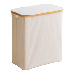 Καλάθι απλύτων Lodge pakoworld μπαμπού-ύφασμα σε μπεζ απόχρωση 54x33x60εκ