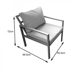 Σαλόνι Gardenly pakoworld σετ 4τμχ αλουμίνιο σε απόχρωση cappuccino με μπεζ μαξιλάρια