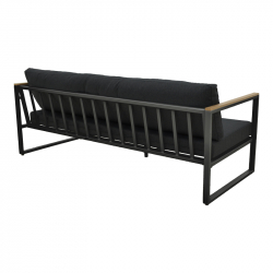 Καναπές τριθέσιος Aurelio pakoworld μαύρο μέταλλο με μαύρα μαξιλάρια 192x74x63εκ