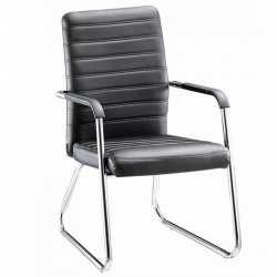 COLLET Πολυθρόνα Γραφείου Επισκέπτη Μέταλλο Χρώμιο, Pu Μαύρο  54x60x96cm