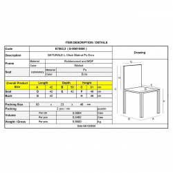 NATURALE Καρέκλα Καρυδί, Pu Εκρού  42x50x91cm