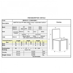 MARTIN Καρέκλα Metal Cross Ξύλο, PP Άσπρο, Μονταρισμένη Ταπετσαρία  49x56x82cm