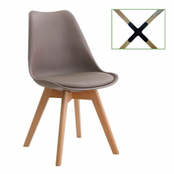 MARTIN Καρέκλα Metal Cross, Ξύλο PP Sand Beige, Μονταρισμένη Ταπετσαρία  49x56x82cm