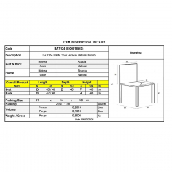 KIKA Καρέκλα Τραπεζαρίας Κουζίνας - Ξύλο Ακακία Φυσικό  46x50x94cm