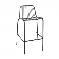 NEXUS Σκαμπό Bar με Πλάτη, Στοιβαζόμενο, Μέταλλο Βαφή Μαύρο  47x51x75/98cm