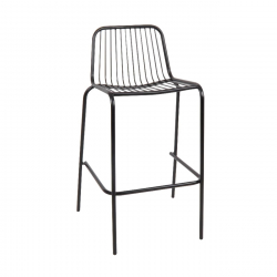NEXUS Σκαμπό Bar με Πλάτη, Στοιβαζόμενο, Μέταλλο Βαφή Μαύρο  47x51x75/98cm