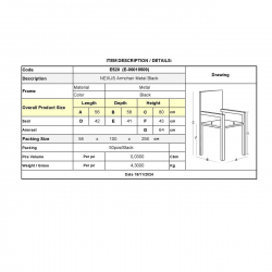 NEXUS Πολυθρόνα Κήπου Βεράντας, Μέταλλο Βαφή Μαύρο, Στοιβαζόμενη  56x58x80cm