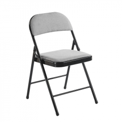 BRENDA Καρέκλα Πτυσσόμενη, Μέταλλο Βαφή Μαύρο, Ύφασμα Γκρι  46x46x78cm