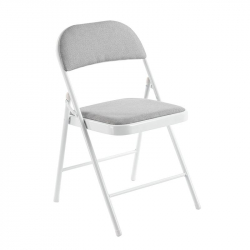 BRENDA Καρέκλα Πτυσσόμενη, Μέταλλο Βαφή Άσπρο, Ύφασμα Γκρι  46x46x78cm