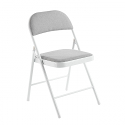 BRENDA Καρέκλα Πτυσσόμενη, Μέταλλο Βαφή Άσπρο, Ύφασμα Γκρι  46x46x78cm