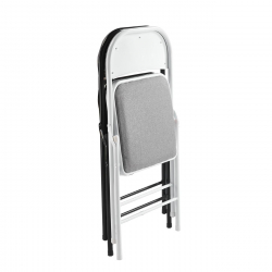 BRENDA Καρέκλα Πτυσσόμενη, Μέταλλο Βαφή Άσπρο, Ύφασμα Γκρι  46x46x78cm