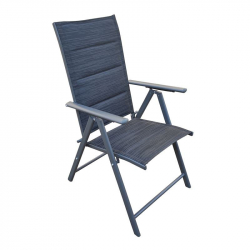 YARD Πολυθρόνα Κήπου-Βεράντας, Πτυσσόμενη, Μέταλλο Βαφή Ανθρακί - Padded Textilene  69x55x102cm