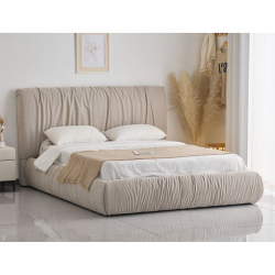 TOKYO Κρεβάτι Διπλό, για Στρώμα 160x200cm, Ύφασμα Μπεζ  192x228x113cm