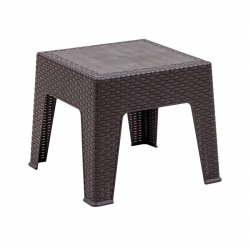 RATTAN Τραπεζάκι Βοηθητικό - Ξαπλώστρας, Στοιβαζόμενο, PP-UV (Rattan Look) Καφέ  50x50x42cm