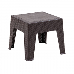 RATTAN Τραπεζάκι Βοηθητικό - Ξαπλώστρας, Στοιβαζόμενο, PP-UV (Rattan Look) Καφέ  50x50x42cm