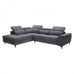 ROMEO Καναπές-Relax, Δεξιά Γωνία,Ύφασμα Γκρι, Αποθ.χώρος, Μία θέση με ηλεκτρική ανάκληση  284x224x76cm