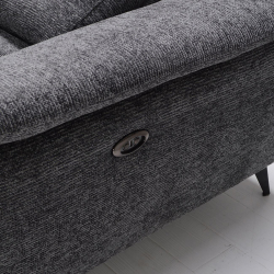 ROMEO Καναπές-Relax, Δεξιά Γωνία,Ύφασμα Γκρι, Αποθ.χώρος, Μία θέση με ηλεκτρική ανάκληση  284x224x76cm