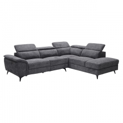 ROMEO Καναπές-Relax, Αριστερή Γωνία,Ύφασμα Γκρι, Αποθ.χώρος, Μία θέση με ηλεκτρική ανάκληση  284x224x76cm