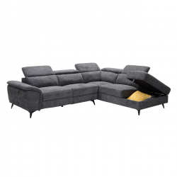 ROMEO Καναπές-Relax, Αριστερή Γωνία,Ύφασμα Γκρι, Αποθ.χώρος, Μία θέση με ηλεκτρική ανάκληση  284x224x76cm