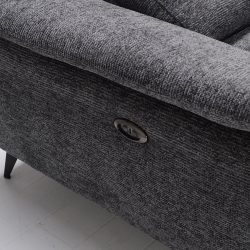 ROMEO Καναπές-Relax, Αριστερή Γωνία,Ύφασμα Γκρι, Αποθ.χώρος, Μία θέση με ηλεκτρική ανάκληση  284x224x76cm