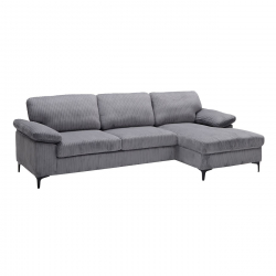 CYRIL Καναπές Αριστερή Γωνία, Ύφασμα Κοτλέ Γκρι  267x132x84cm