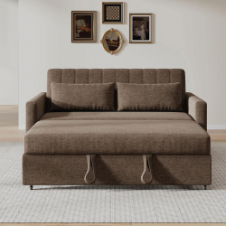 TEMPO-W Καναπές - Κρεβάτι, Με ανάκλιση πλάτης, Ύφασμα Καφέ  136x93x80 Κρεβάτι:117x175x41cm