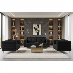 MORRIS Set Σαλόνι - Καθιστικό 3θέσιος + 2θέσιος + Πολυθρόνα Ύφασμα Teddy Μαύρο  Set: 3Seater+2Seater+1Seater