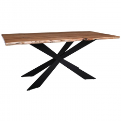 LIZARD-WT Τραπέζι Τραπεζαρίας Σαλονιού-Κουζίνας Μέταλλο Βαφή Μαύρο, Ξύλο Ακακία Φυσικό  200x80x78cm