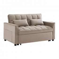 TEMPO Καναπές - Κρεβάτι, Με ανάκλιση πλάτης, Ύφασμα Velure Μπεζ  140x95x80 - Κρεβάτι:120x178 cm