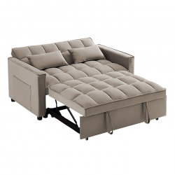 TEMPO Καναπές - Κρεβάτι, Με ανάκλιση πλάτης, Ύφασμα Velure Μπεζ  140x95x80 - Κρεβάτι:120x178 cm