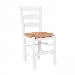 ΣΚΥΡΟΣ Καρέκλα Οξιά Βαφή Εμποτισμού Λάκα Άσπρο, Κάθισμα Ψάθα  41x43x89cm