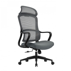 BF3010 Πολυθρόνα Γραφείου Διευθυντή, Mesh Μαύρο, Ύφασμα Γκρι  61x63x119/128cm