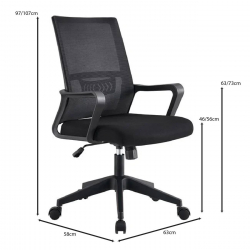 BF2965 Πολυθρόνα Γραφείου Ύφασμα Μαύρο Mesh  63x58x97/107cm