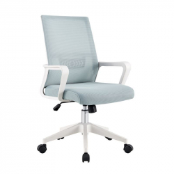 BF2965 Πολυθρόνα Γραφείου Ύφασμα Γκρι-Μπλε Mesh, Βάση PP Άσπρο  63x58x97/107cm