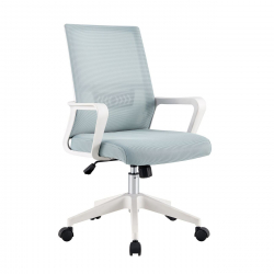 BF2965 Πολυθρόνα Γραφείου Ύφασμα Γκρι-Μπλε Mesh, Βάση PP Άσπρο  63x58x97/107cm