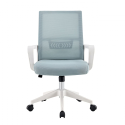 BF2965 Πολυθρόνα Γραφείου Ύφασμα Γκρι-Μπλε Mesh, Βάση PP Άσπρο  63x58x97/107cm