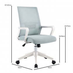 BF2965 Πολυθρόνα Γραφείου Ύφασμα Γκρι-Μπλε Mesh, Βάση PP Άσπρο  63x58x97/107cm