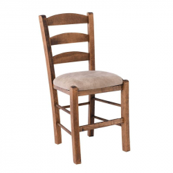 ΣΚΥΡΟΣ Καρέκλα Οξιά Βαφή Εμποτισμού Καρυδί, Κάθισμα Suede Μπεζ  41x43x89cm