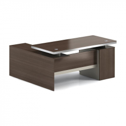 CONCEPT Γραφείο Αναστρέψιμη Γωνία, Απόχρωση Καρυδί - Μπεζ  180x80/160x40 (H.75/62)cm