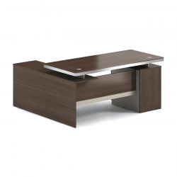 CONCEPT Γραφείο Αναστρέψιμη Γωνία, Απόχρωση Καρυδί - Μπεζ  180x80/160x40 (H.75/62)cm