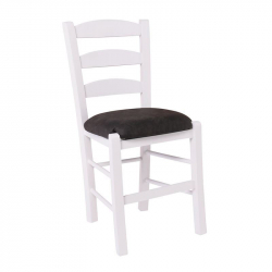 ΣΚΥΡΟΣ Καρέκλα Οξιά Βαφή Εμποτισμού Λάκα Άσπρο, Κάθισμα Suede Ανθρακί  41x43x89cm