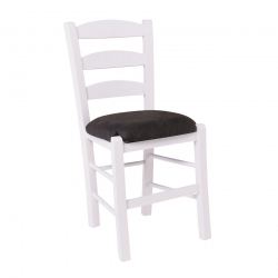 ΣΚΥΡΟΣ Καρέκλα Οξιά Βαφή Εμποτισμού Λάκα Άσπρο, Κάθισμα Suede Ανθρακί  41x43x89cm