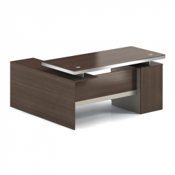 CONCEPT Γραφείο Αναστρέψιμη Γωνία, Απόχρωση Καρυδί - Μπεζ  160x80/160x40 (H.75/62)cm