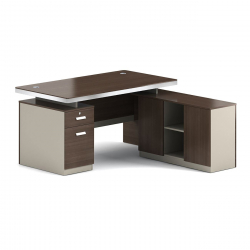 CONCEPT Γραφείο Αναστρέψιμη Γωνία, Απόχρωση Καρυδί - Μπεζ  160x80/160x40 (H.75/62)cm