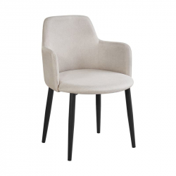 SOUL Πολυθρόνα Τραπεζαρίας Σαλονιού - Κουζίνας, Μέταλλο Βαφή Μαύρο, Ύφασμα Μπεζ  57x60x78cm