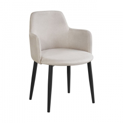 SOUL Πολυθρόνα Τραπεζαρίας Σαλονιού - Κουζίνας, Μέταλλο Βαφή Μαύρο, Ύφασμα Μπεζ  57x60x78cm