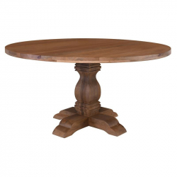 ATLAS Τραπέζι Ροτόντα Τραπεζαρίας, Ξύλο Mango, Απόχρωση Smoke Walnut  Φ150cm H.76cm