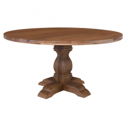 ATLAS Τραπέζι Ροτόντα Τραπεζαρίας, Ξύλο Mango, Απόχρωση Smoke Walnut  Φ150cm H.76cm