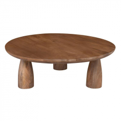 AZTEC Τραπεζάκι Σαλονιού- Καθιστικού, Ξύλο Mango, Απόχρωση Smoke Walnut  Φ90cm H.30cm