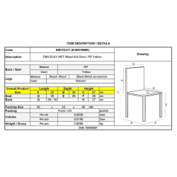 ART Wood Kid Καρέκλα Ξύλο - PP Κίτρινο  32x34x57cm